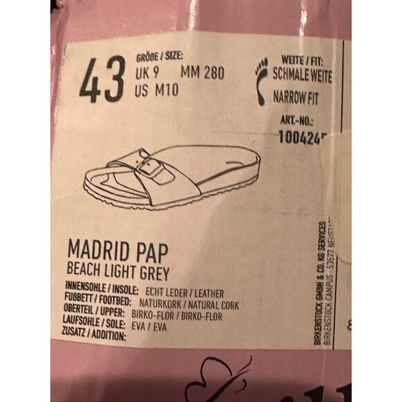 Birkenstock Papillo NEW size 43N Madrid sandals - beach light gray - Picture 6 of 6
